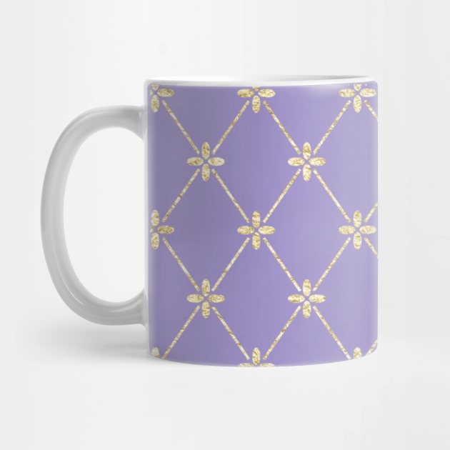 Gold Foil Floral Lattice - Pastel Purple by Yirisoft